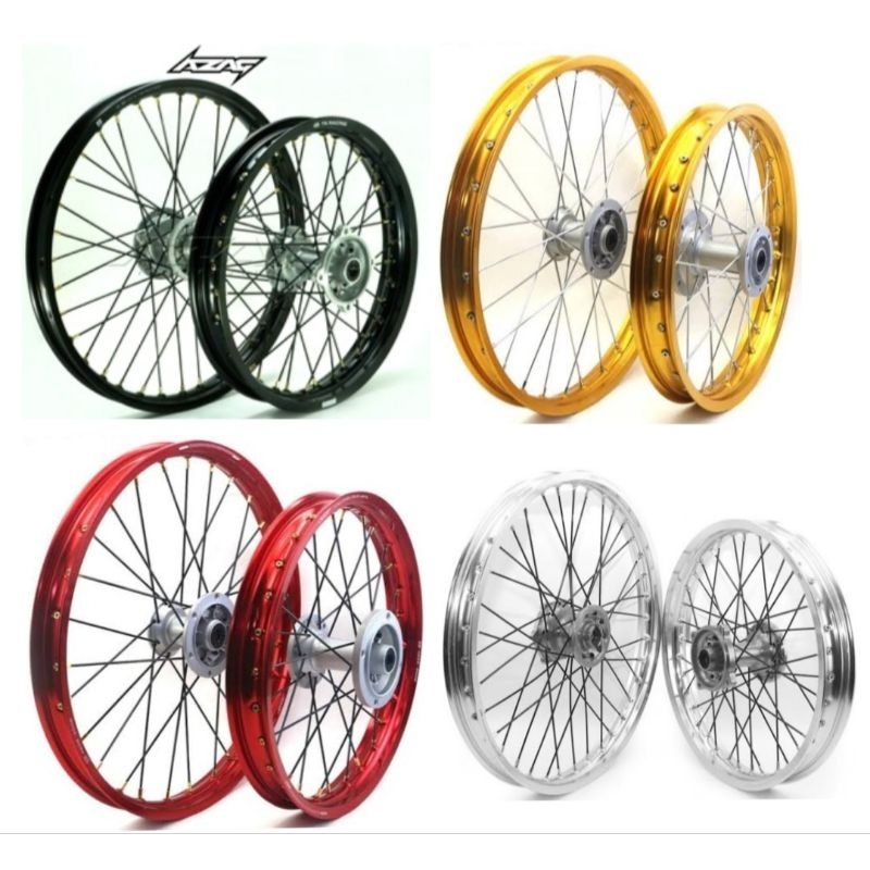 VELG SET KLX DTRACKER 150 21 18  CROSS ADVENTURE VELG SCARLET TROMOL ORIGINAL