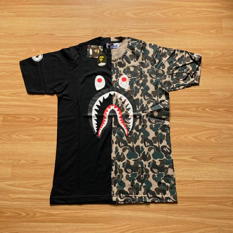 KAOS / TSHIRT / BAJU BAPE A BATHING APE SHARK WGM SPLIT CAMMO PREMIUM