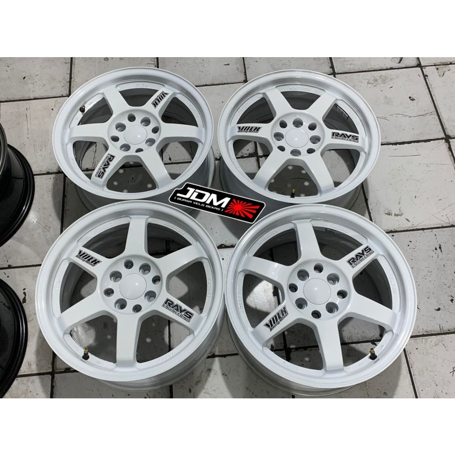 Velg Mobil Ring 16 Volk Rays Baut 4 Murah TE37 R16x7 H8x100-114,3 Putih Buat Jazz City Vios Avanza L