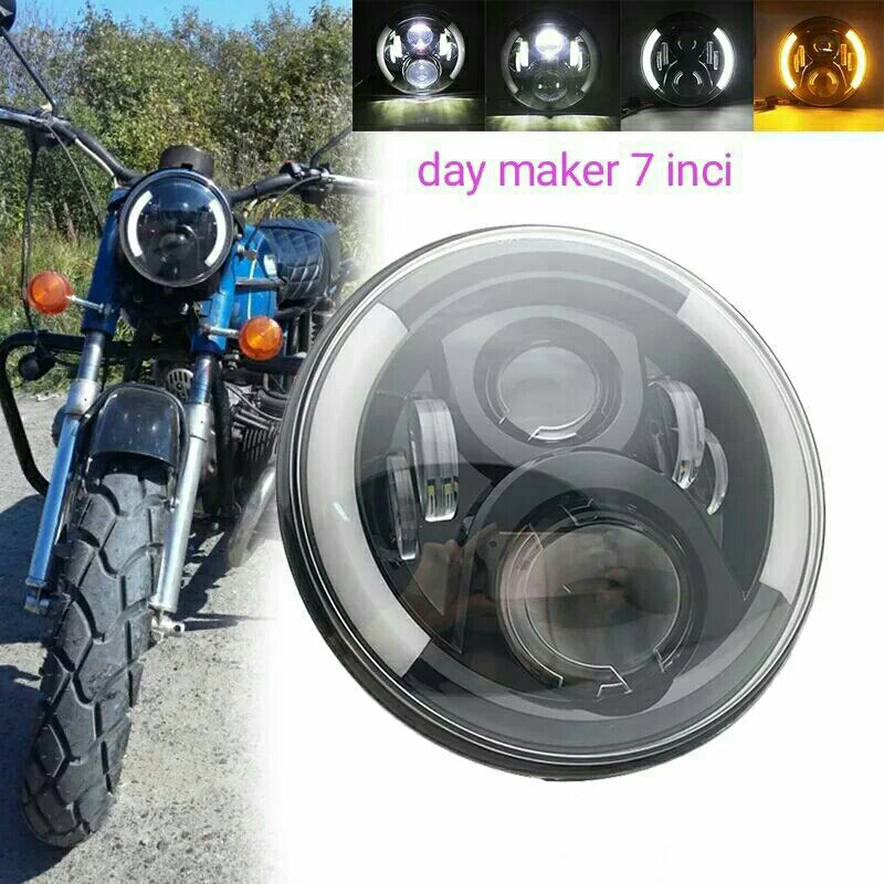 Lampu daymaker 7 inch led vixion tiger ninja megapro dus hitam import