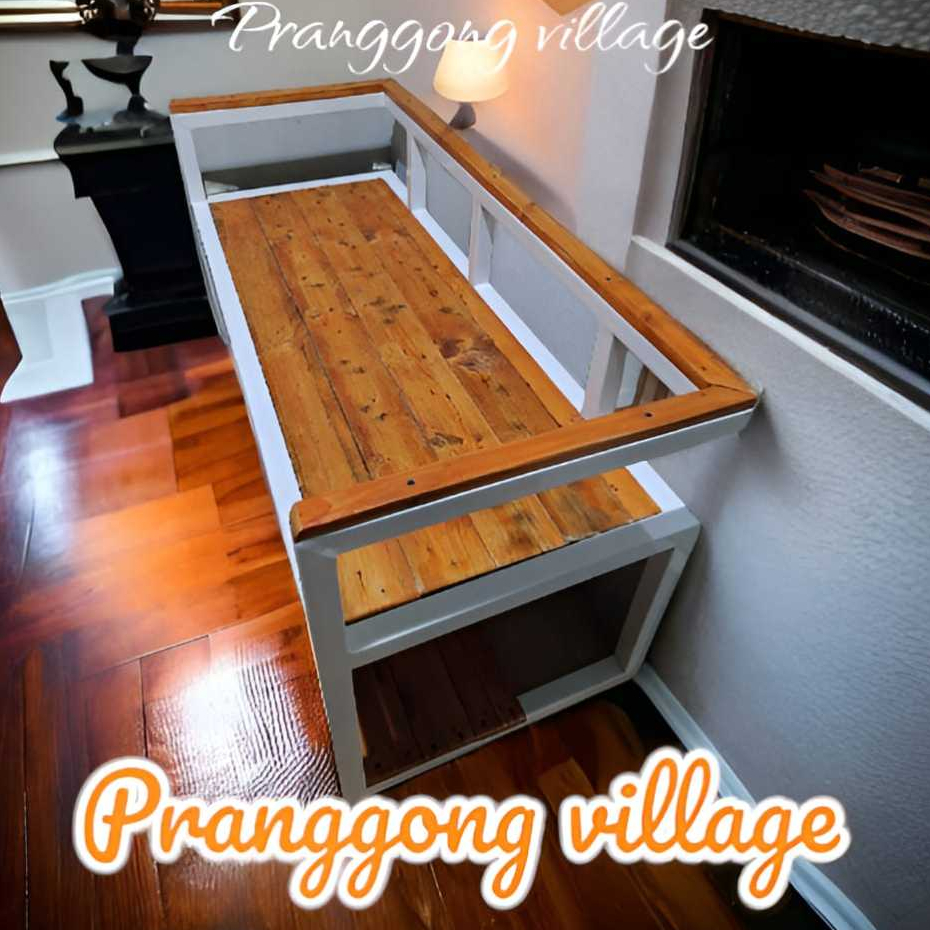 KARGO KURSI BESI DAN KAYU MINIMALIS MODERN MIX BAWAH RAK SEPATU