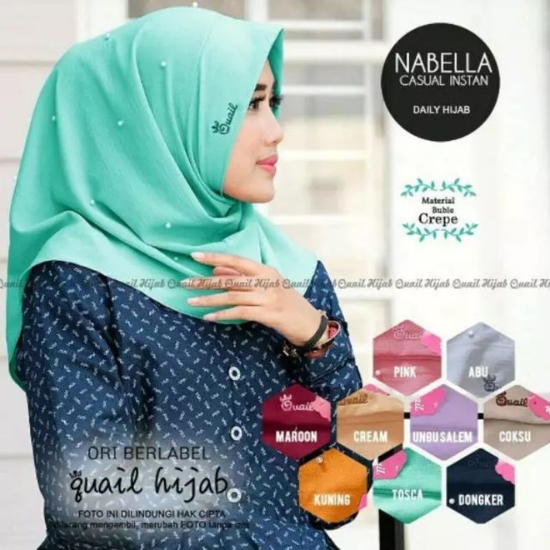 DELLA QUAIL HIJAB INSTAN FASHION ORIGINAL BRAND BERGO JUMBO INSTAN HAJI UMROH UMRAH JILBAB PUTIH TUL