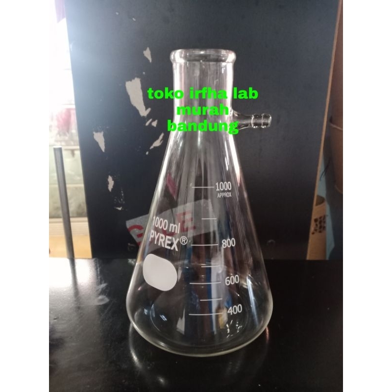 erlenmeyer pipa samping/filtering flask 1000ml pyrex
