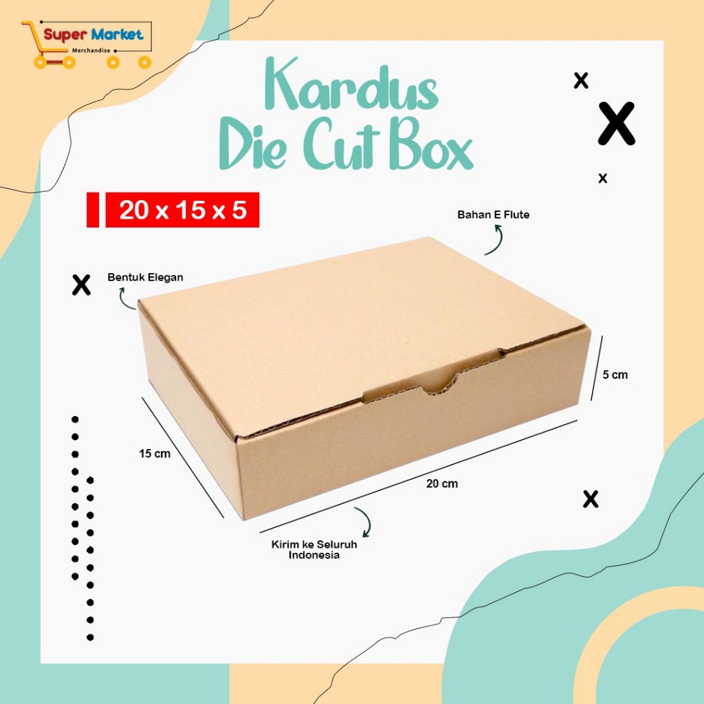 

BOX KARDUS 20X15X5 / DIE CUT KOTAK BUNGKUS PACKING SOUVENIR / BOX DUS KOTAK KADO HAMPERS POLOS / KARTON CORRUGATED