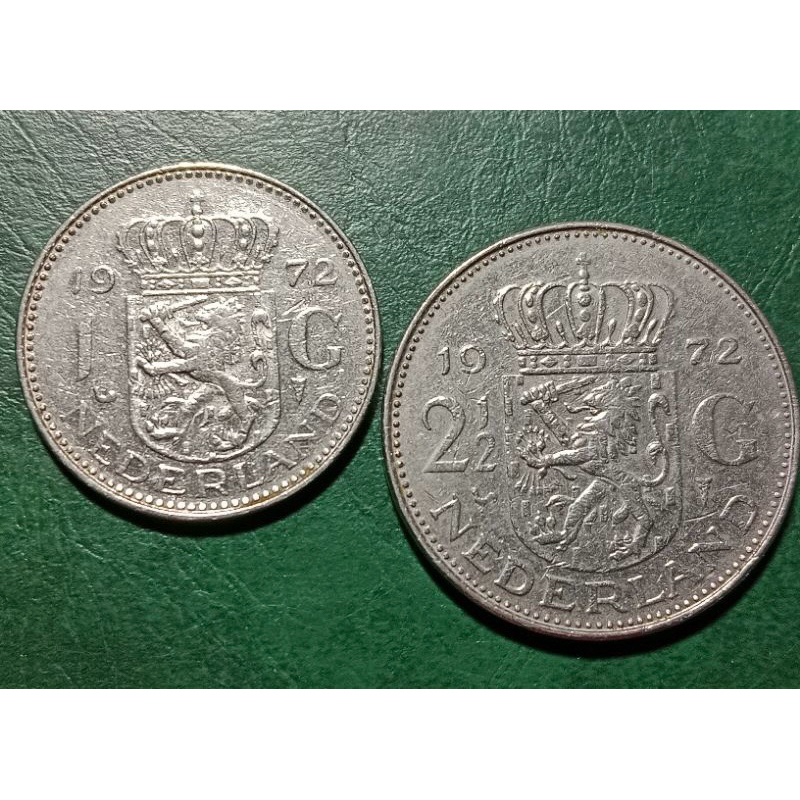 Uang Koin 2 1/2 & 1 Gulden Juliana 1972
