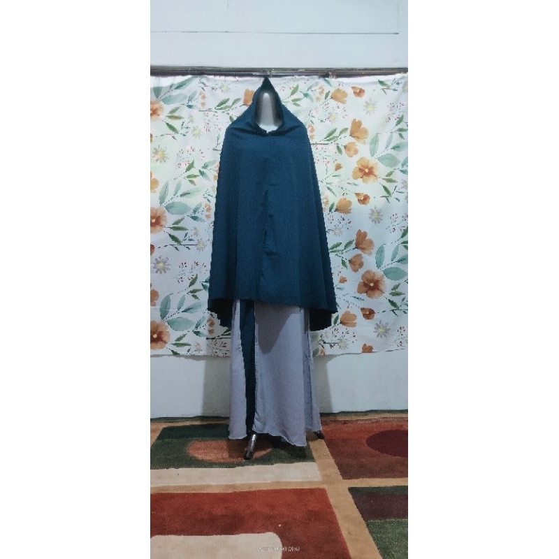 Set Gamis abaya murah warna abu biru dongker (preloved)