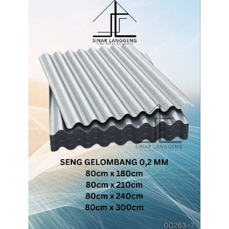 (Min 5 lbr) Seng Gelombang 80cm , tebal 0,2mm, panjang 1,8m 2,1m 2,4m 3m ( 00263 )