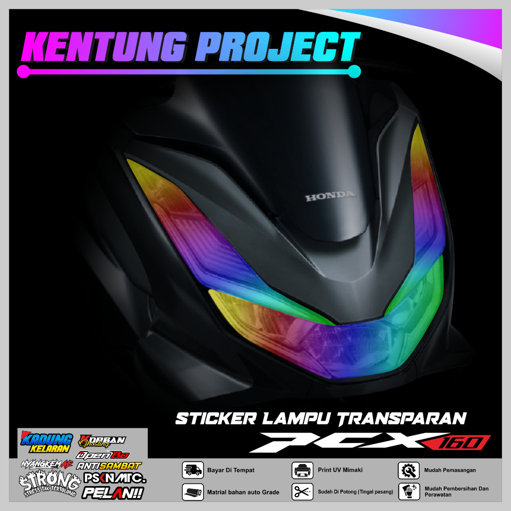 Stiker Lampu PCX 160 / Stiker Variasi Lampu Alis Motor Honda PCX 160 New Rainbow Viral 01 SUDAH DI P