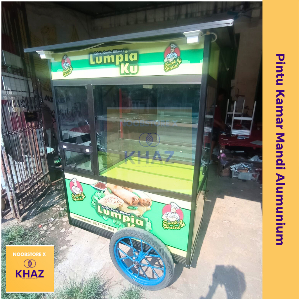 Gerobak Alumunium Dorong Lumpia P120cm