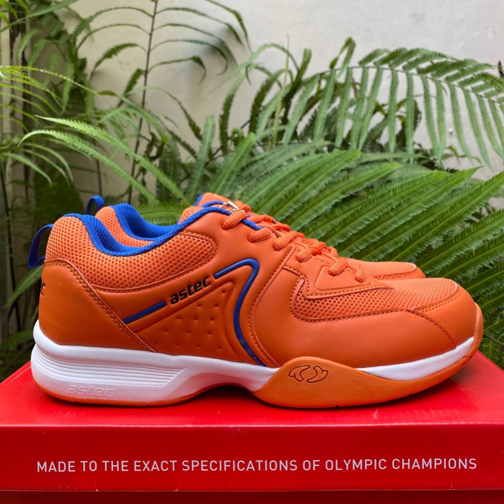 SEPATU ASTEC PRIA BADMINTON ASTEC HAWKE BADMINTON ORANGE BLUE BULUTANGKIS MAN OLAHRAGA KULIT COD ORI