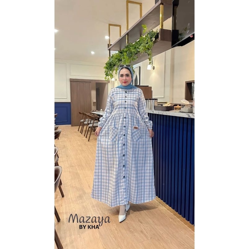 Mazaya Dress By Kha Busui Friendly Motif Kotak Bahan Oxford