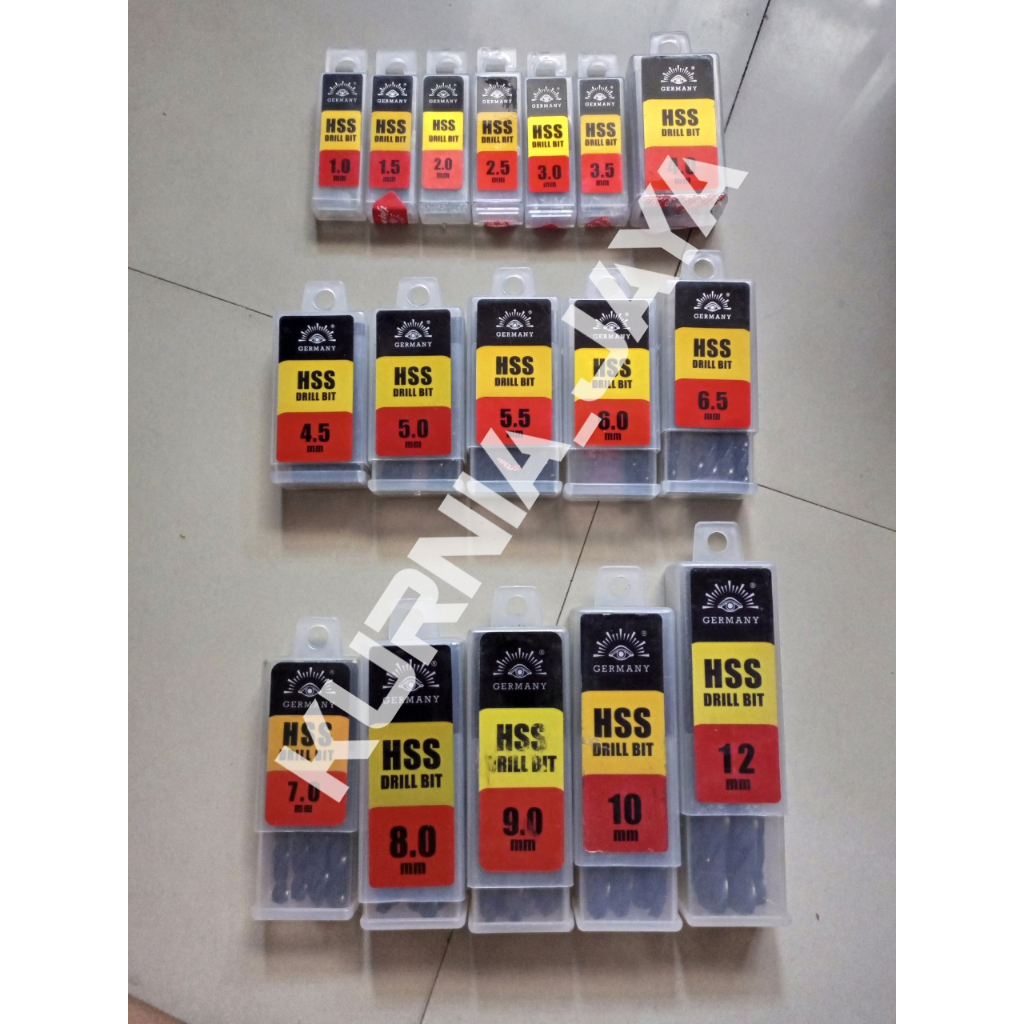 Mata bor besi cap mata 2 mm - 3'5 mm / mata bor besi asli tjap mata