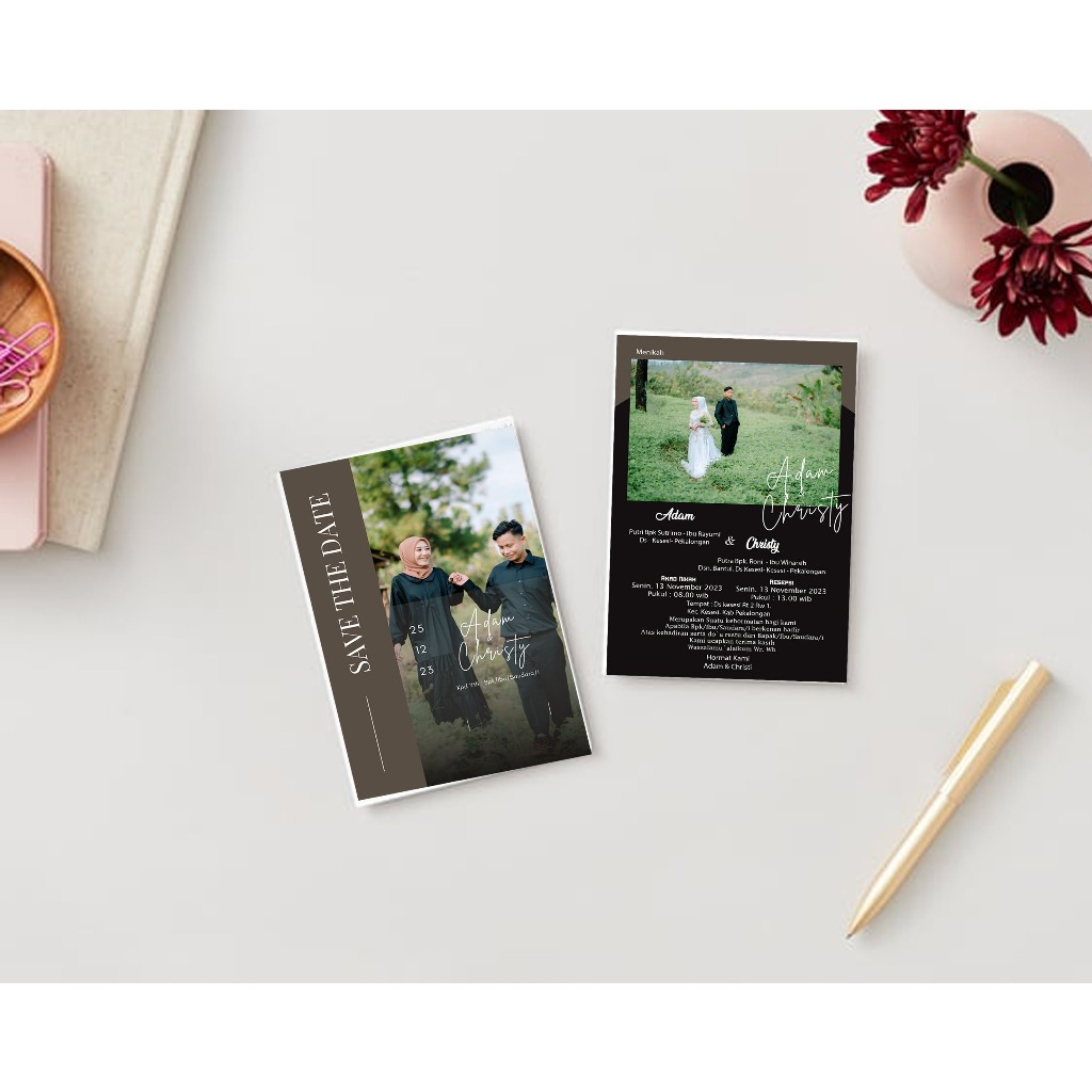 Undangan foto single hardcover tebal estetik elegan simple murah