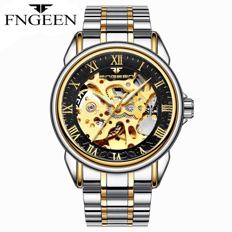 FNGEEN 8866 Otomatis Jam Tangan Pria Anti Air Original 100% Luxury Stainless Steel Mekanis Watch
