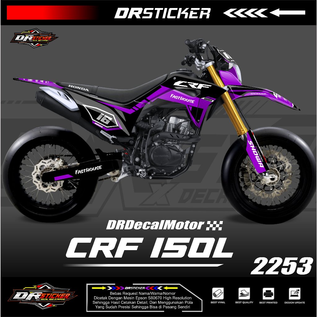 Decal crf 150 l full body aksesoris motor desain fox decal crf 150 l full body CRF HOLOGRAM