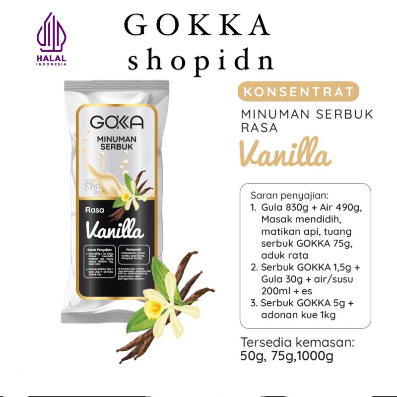 

Bubuk Minuman Vanilla Gokka 50g - Powder drink Vanilla 50g [Gokka Drink 50g]