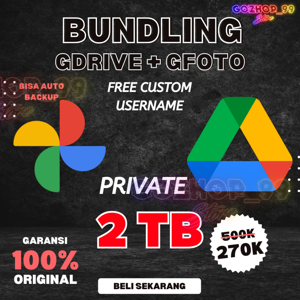 Google Drive Unlimited Max 2TB PRIVATE Bonus Google Photos 2TB Lifetime Bergaransi