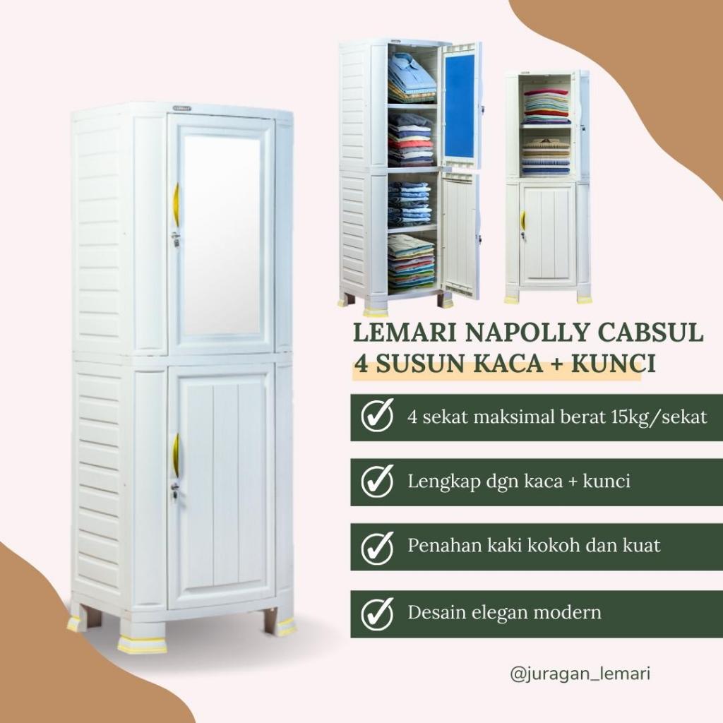LEMARI PLASTIK MODERN UNIK MERK NAPOLLY SEKAT SUSUN 4