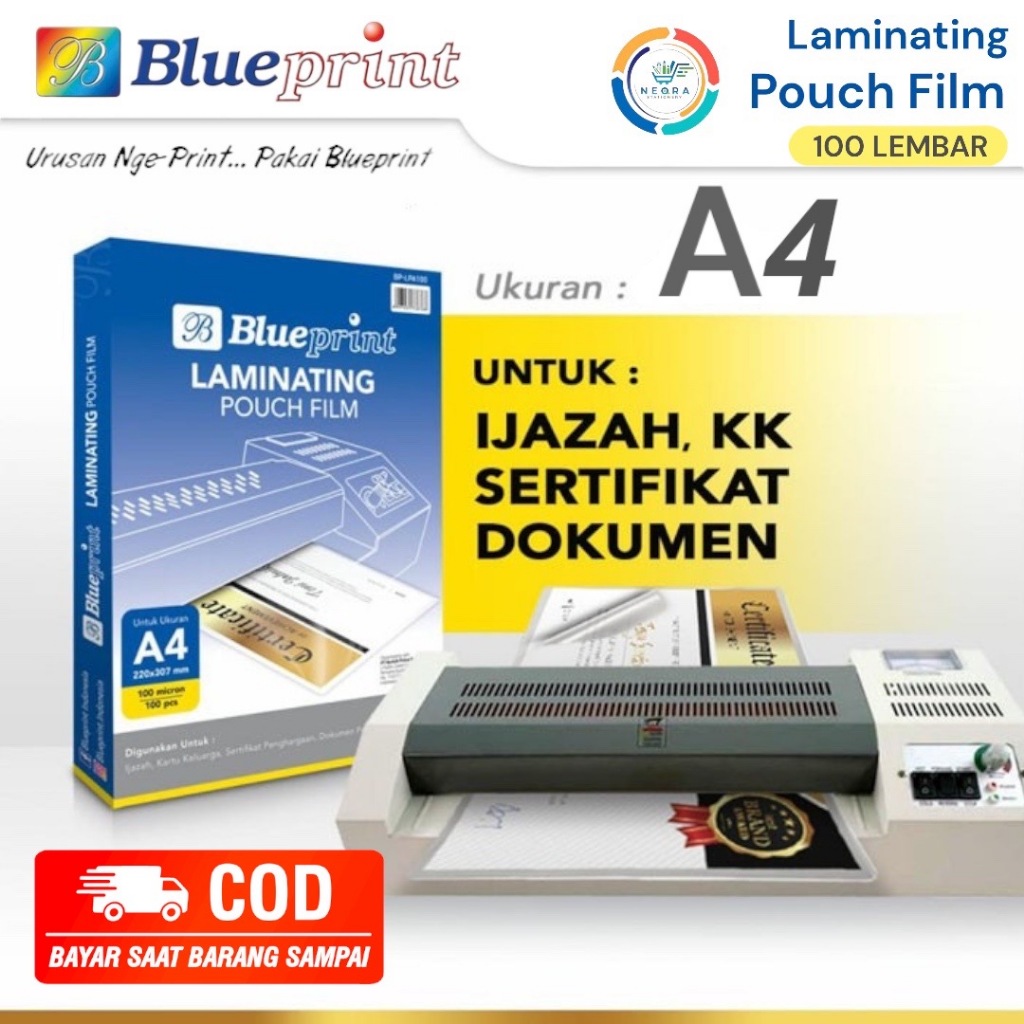 

Blueprint BP-LPA100 Laminating Pouch Film A4 100 Micron | Blue