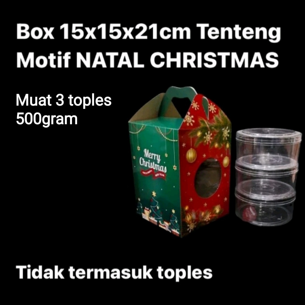 

Box Tenteng Muat 3 Toples 500gr Kue Kering Hampers Natal - Christmas 15x15x21cm
