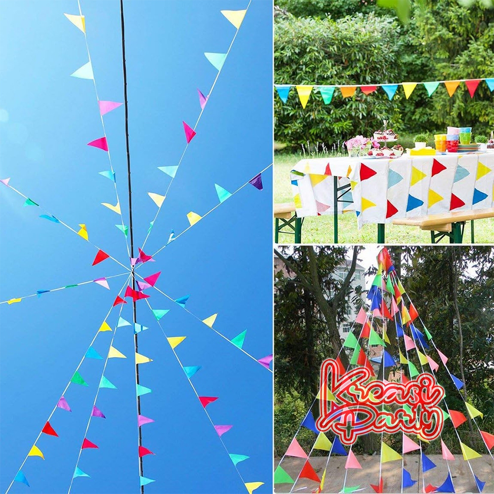 Bendera Segitiga Kain Warna-Warni / Umbul-Umbul / Bendera Kain  / Flag Party