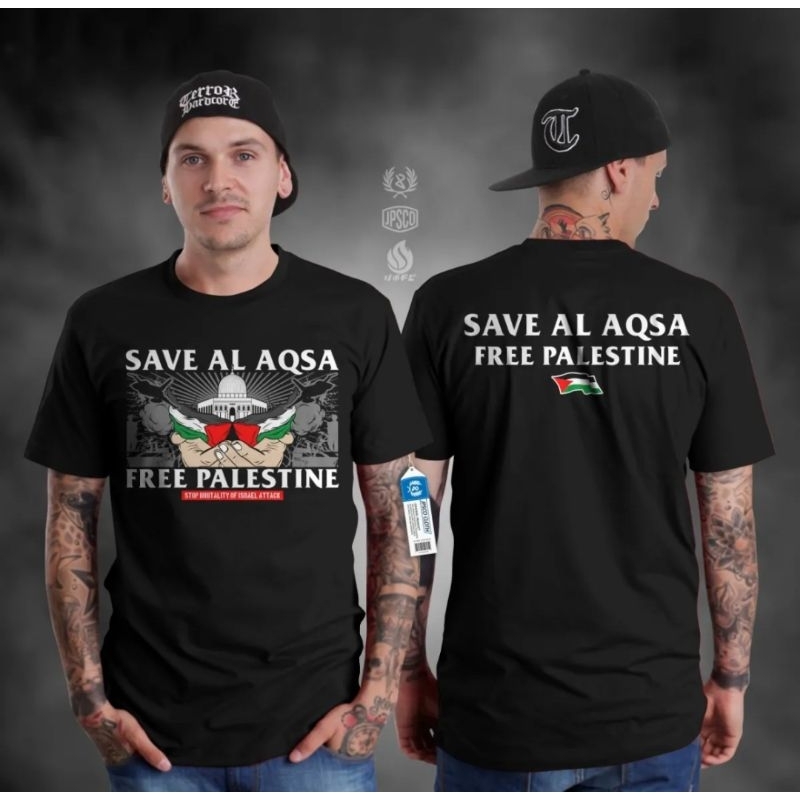 Tshrit Baju Kaos Save Al Aqsha Free Palestine Kaos Pria Wanita