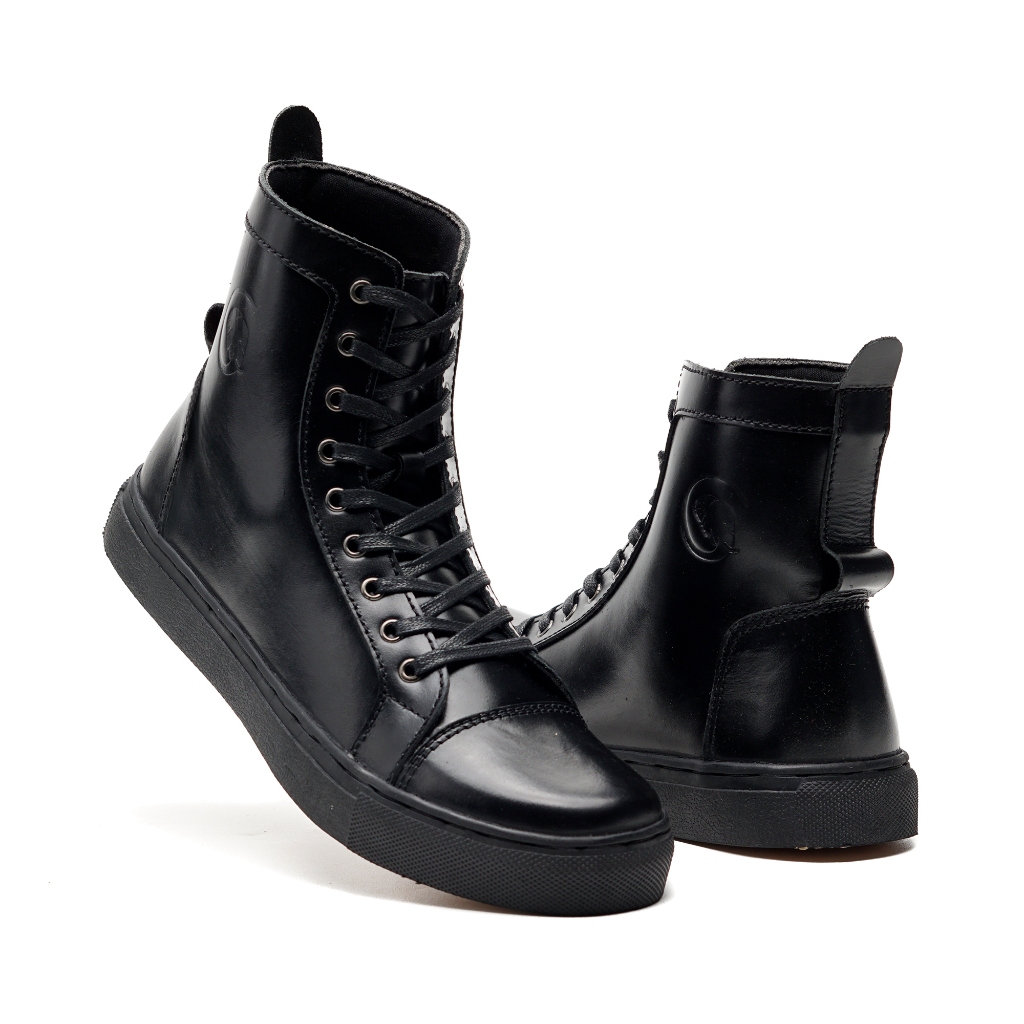 KHAFRA FULL BLACK (KULIT ASLI) |ManNeedMe x Greata| Sepatu Boots Pria Casual Boot Cowok ORI