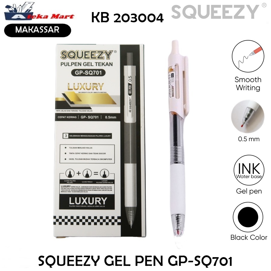 

[BOX/12PCS] SQUEEZY GEL PEN GP-SQ701 PEN CETEK MURAH