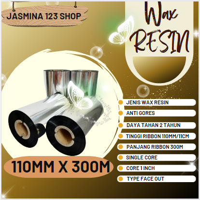 

RIBBON BARCODE SUPER WAX RESIN 110 MM X 300 M // FACE OUT // PRINTER // ARGOX // CITIZEN // POSTEK