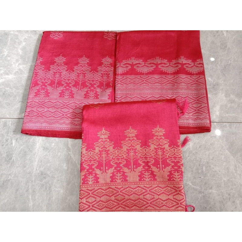 Songket silungkang warna pink fuchsia