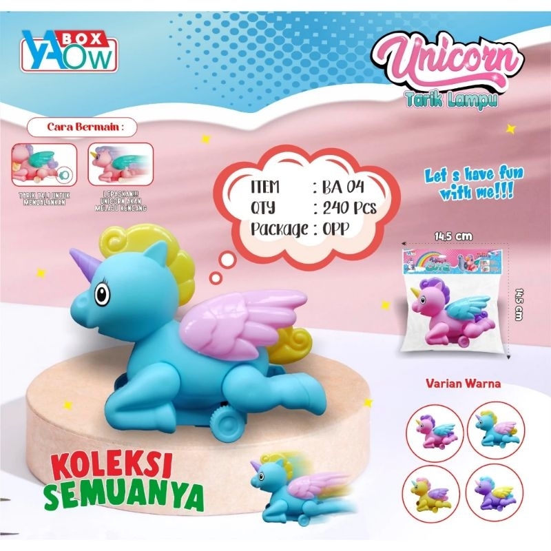 Mainan Anak Kuda Pony tarik Bisa Berjalan Ada Lampu - Unicorn Tarik - Kuda Poni Tarik Berjalan