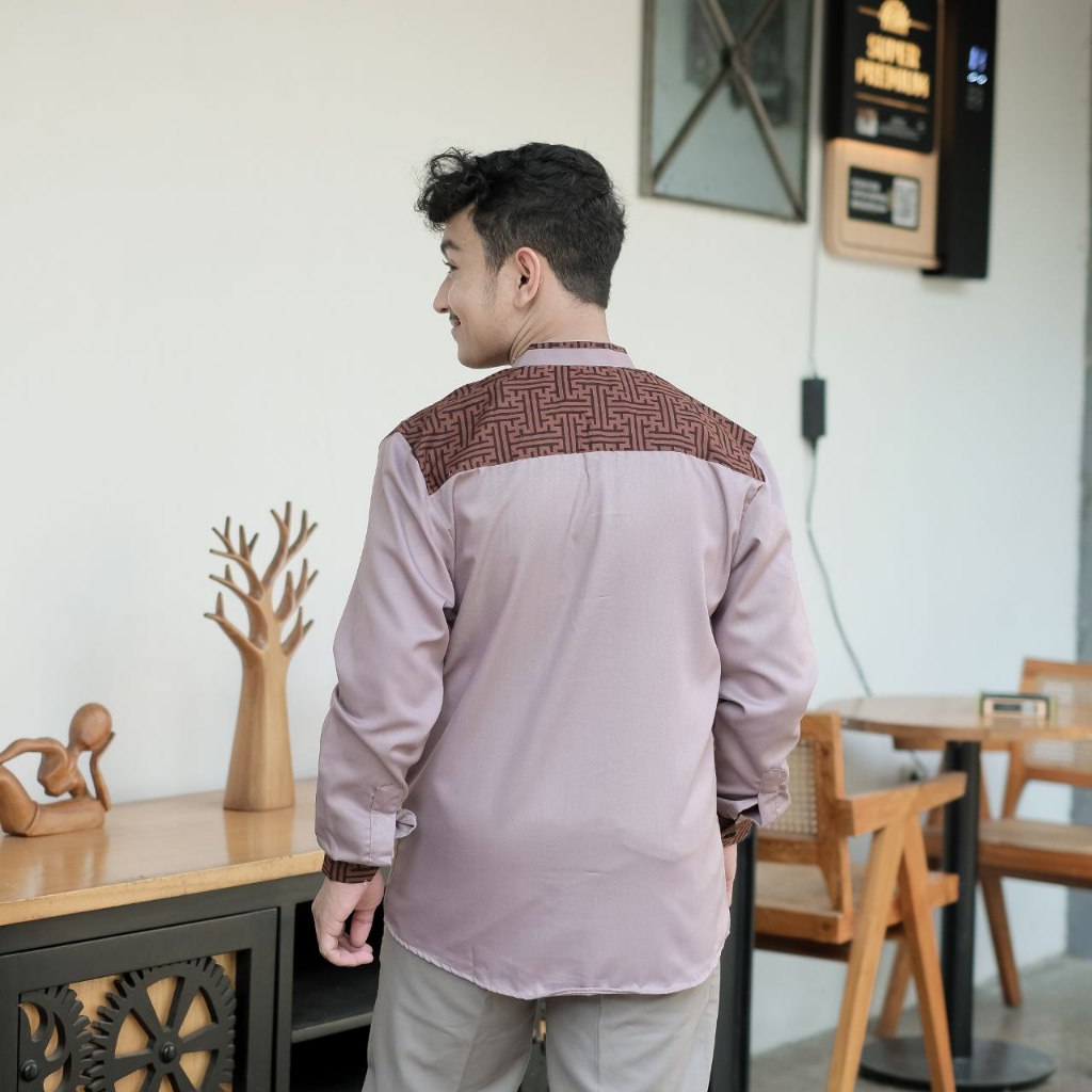 Baju Kemeja Koko Lengan panjang Pria Dewasa Elrumi Motif Terbaru Seragam Hadroh Milenial Terlaris