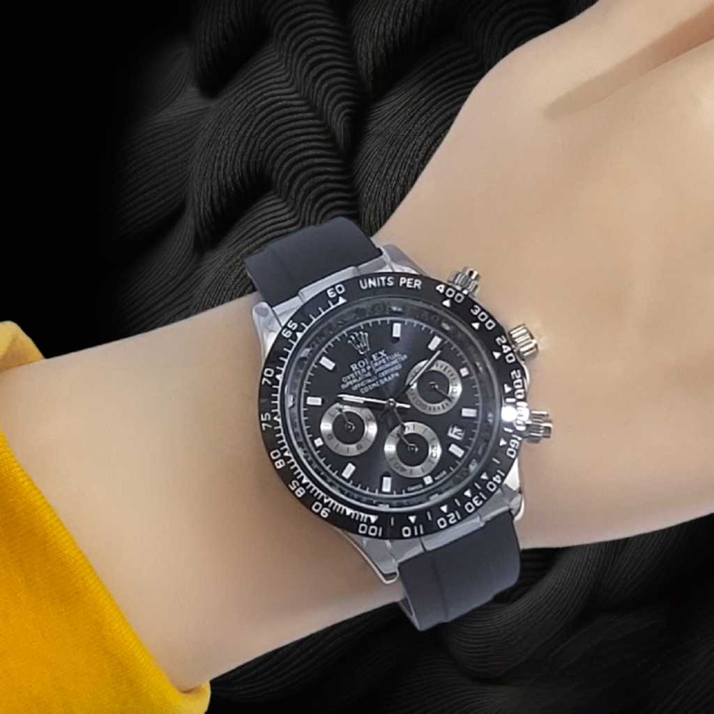 Jam Tangan Pria Rolex Chronograph Tali Rubber 5150YL