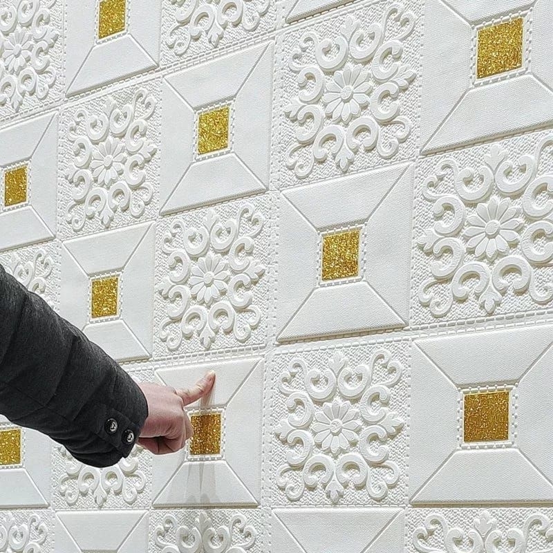 wallpaper dinding 3d motif batik sudah ada perekatnya