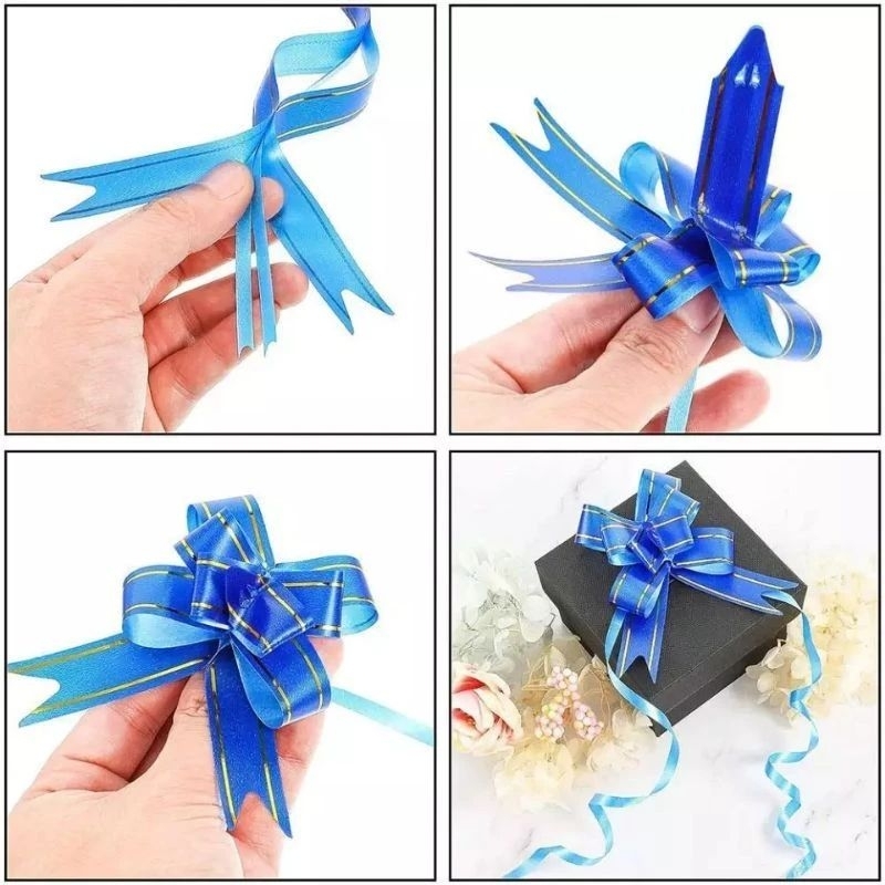 

[ 10 pcs ] PITA TARIK SERUT / PITA KADO LIST GOLD 30 CM BESAR