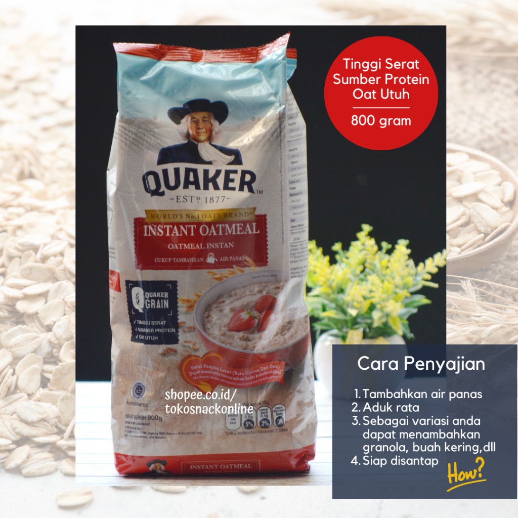 

Quaker Oatmeal 800 gram Sarapan Praktis dan Sehat