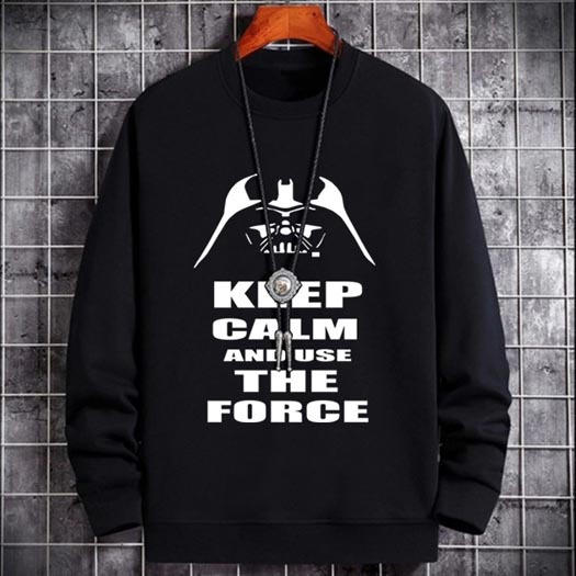 Sweater Darth Vader Keep Calm And Use The Force Crewneck Premium Cotton Fleece | Sweatshirt Terbaru 