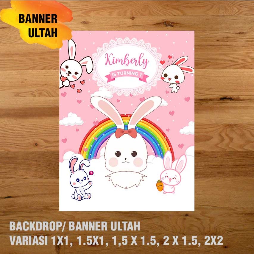 KELINCI BANNER DEKORASI, HAPPY BIRTHDAY, SPANDUK, BANNER ULANG TAHUN / BACKDROP/ SPANDUK ULANG TAHUN