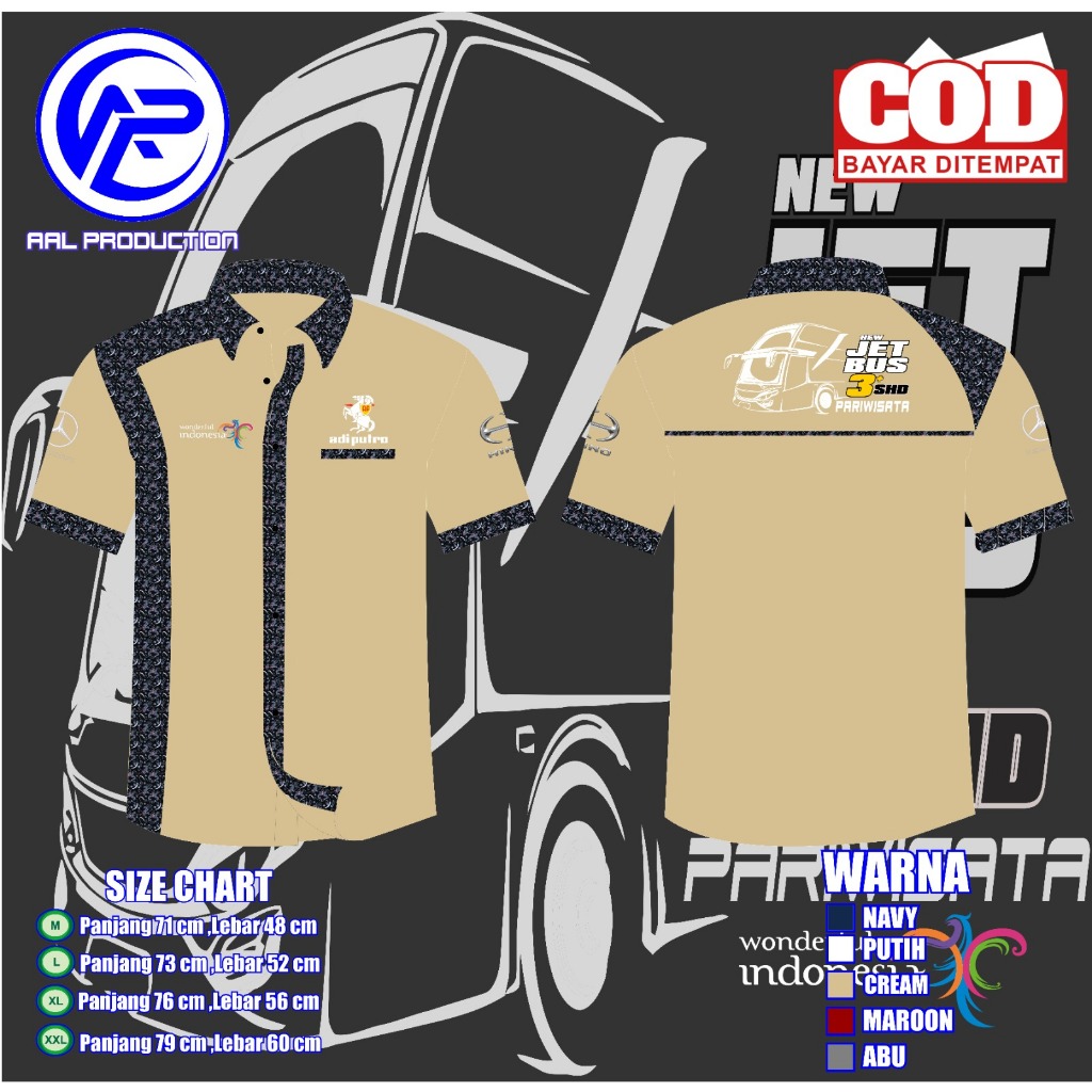 Kemeja Bus Pariwisata Kombinasi Batik Kemeja Jetbus 3+ SHD Kombinasi Batik Kemeja Driver Bus Pariwis