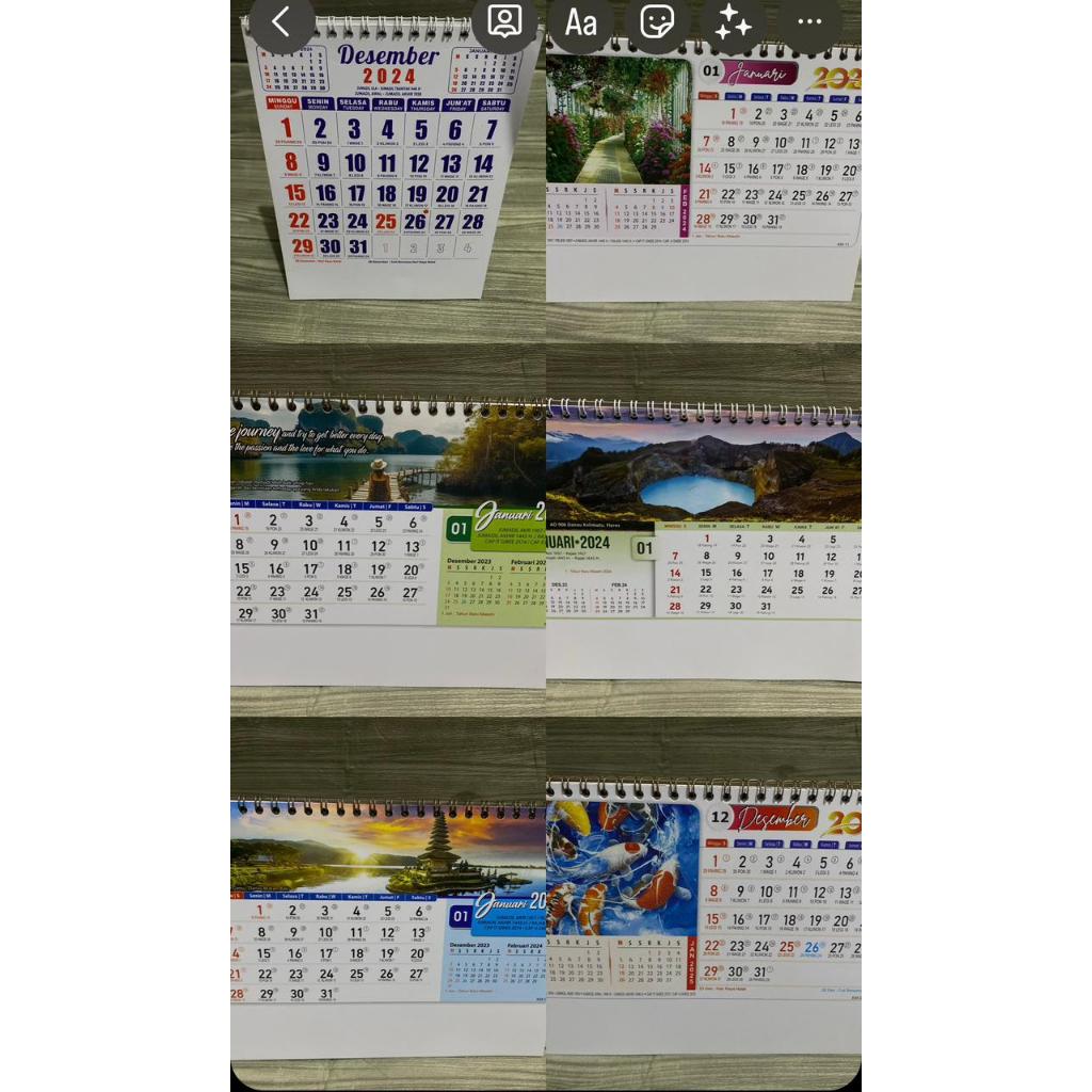 

Kalender Meja kerja tanggalan biru dan AO 2024