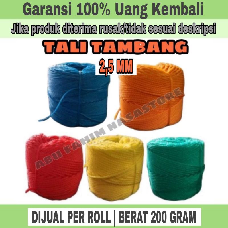 

TALI TAMBANG 2,5 MM 200 GRAM / TALI TAMBANG GULUNGAN / TALI NYLON