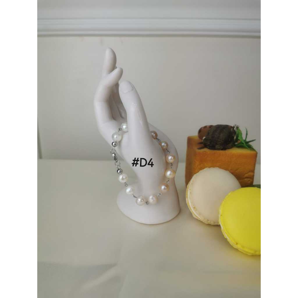 Gelang Mutiara Air Tawar Gelang Mutiara Lombok - kombinasi (Putih-Peach-Pink)#D4