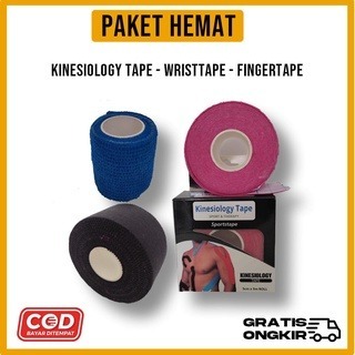 PAKET HEMAT Bundling Taping Kinesio Wristtape Fingertape Wrist Rigid Pita Olahraga Paketan Perban Elastis Futsal Sepakbola Voli Badminton Volly