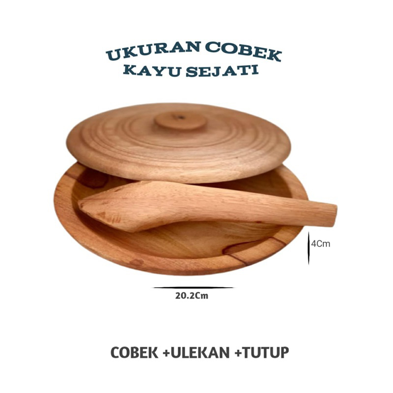 COBEK + TUTUP + ULEKAN KAYU JATI