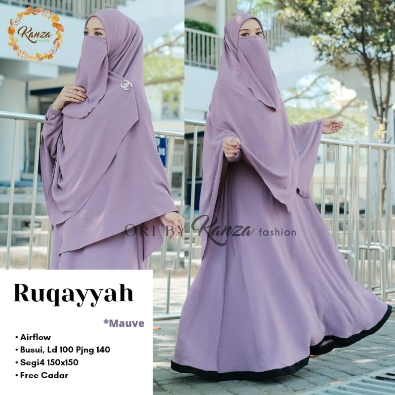 [Free Cadar] Ruqayyah Syar'i ORI KANZA FASHION | Gamis Set Jilbab Syar'i | Bahan Airflow