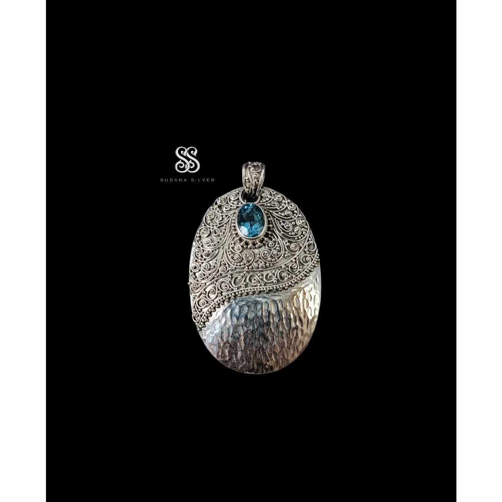 Liontin Kalung Perak Prakerti Silver 925 Handmade Topaz Amethyst Bali