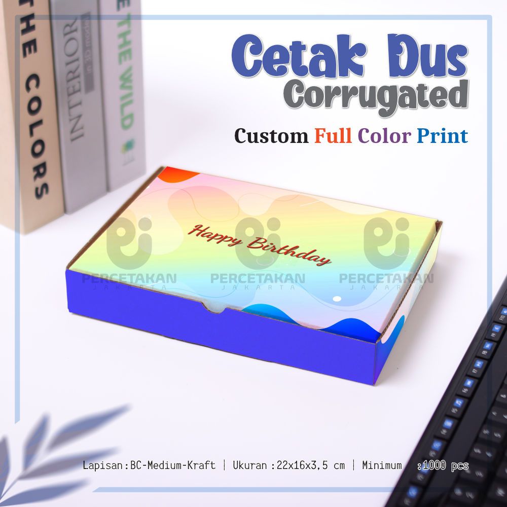 

Cetak Dus Corrugated 22x16x3.5 cm FULL COLOR Free Custom Desain/Logo | Custom Box | Kustom Dus Kemasan