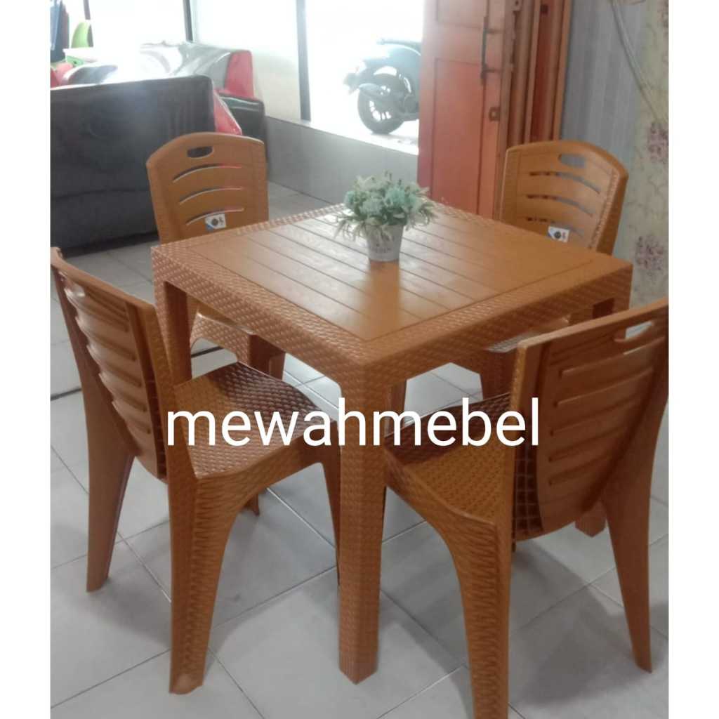 Kursi makan + Meja Makan Plastik / meja makan 4k Plastik