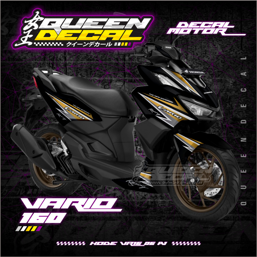 Decal Sticker Vario New 160 - Motif Matrix Hitam Merah - Stiker Fullbody Vario New 160