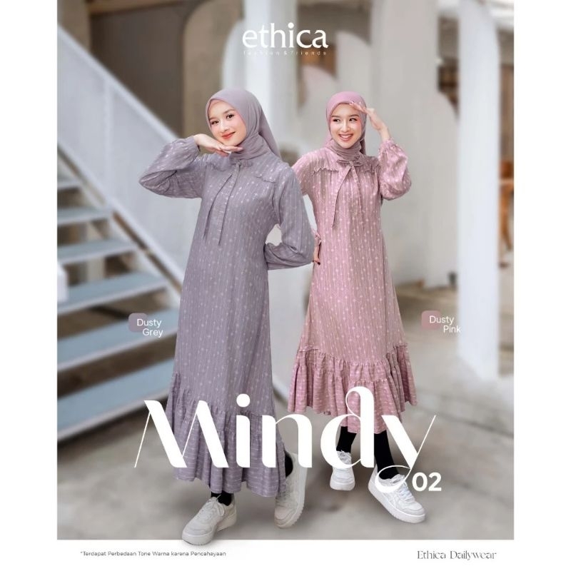 GAMIS ETHICA MINDY 02 WARNA DUSTY PINK AND DUSTY GREY